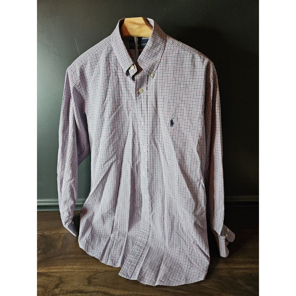 Ralph Lauren Yarmouth Shirt 15 1/2 Button Down 32 33 Cotton Red Green White